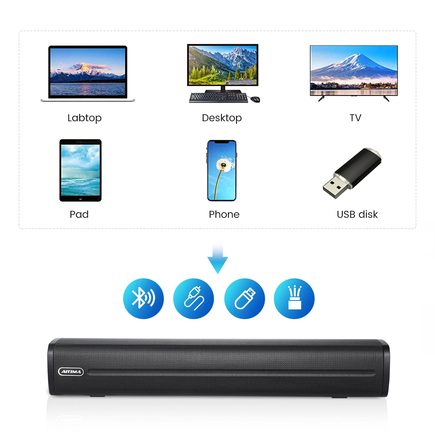 AIYIMA Bluetooth Subwoofer Soundbar TV Audio Echo Wall Computer Speaker Home Theater Hifi Music Wireless Bluetooth Speaker computer speakers audio speakers wireless bluetooth speaker