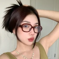 Retro Transparent Myopia Glasses Red Square Thick Frame Glasses 0 To -4.0 Anti Blue Light Myopia Glasses Neutral Glasses 1