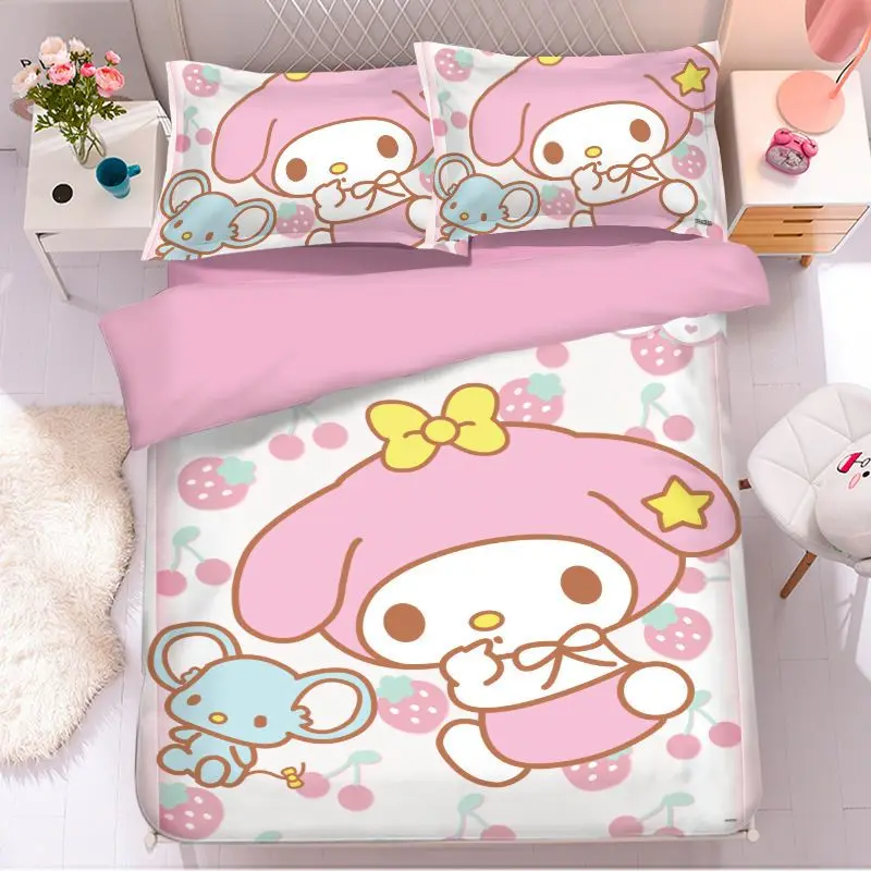 

Хлопковый удобный дышащий комплект постельного белья melody Sanrio с классическим мультяшным принтом персонажа из аниме