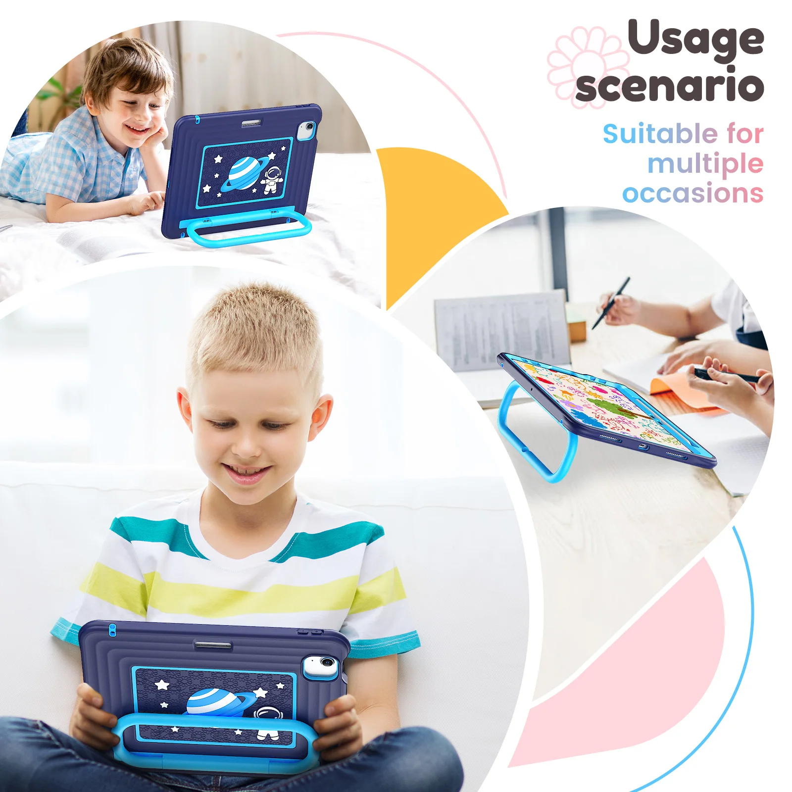 Children's Shockproof Tablet Case - Multi-Purpose Design with Handle Stand and Pencil Holder