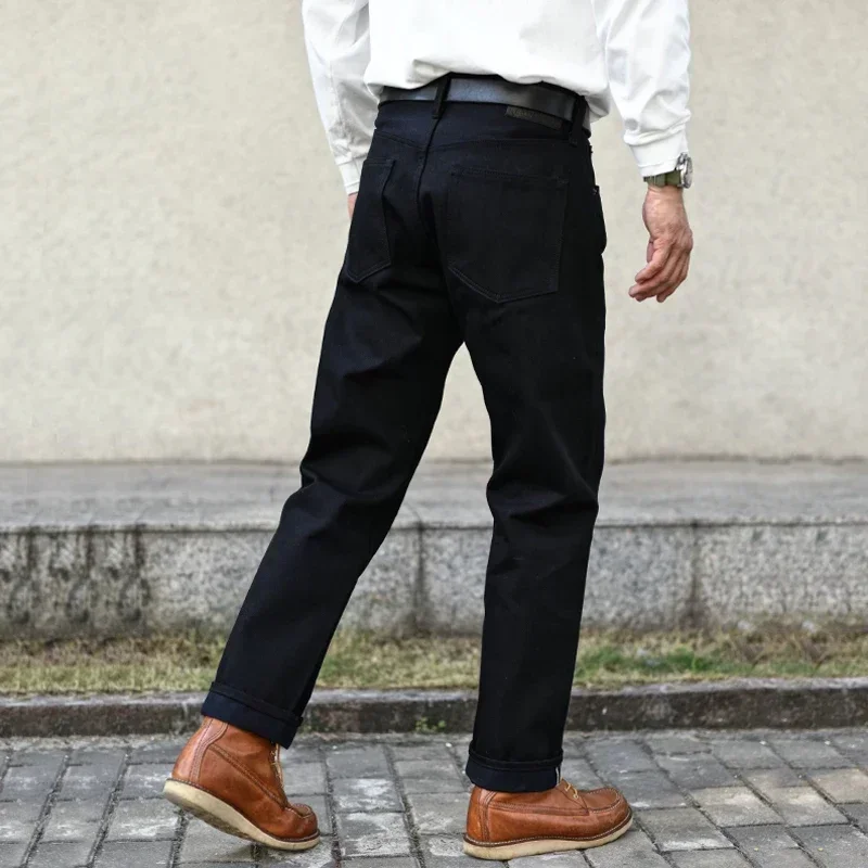 Sauce Zhan SZ6601-BL Mens Jeans Black Jeans Double-sided Dyeing Sanforized Selvedge Denim Jeans  16 Oz Regular Fit 2