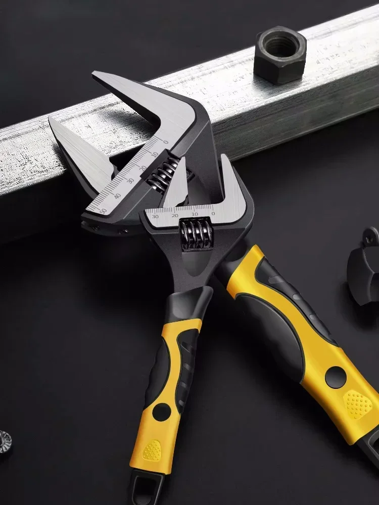 Adjustable Wrench Stainless Steel Universal Spanner Bathroom Wrench Large Open High Quality Plumbing Repair Tool Household 2