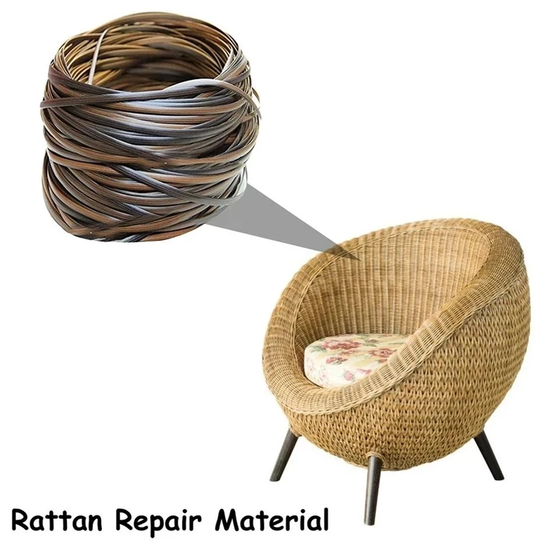 Coffee Gradient Flat Synthetic Rattan Weaving Material 70M Plastic Rattan For Knit And Repair Chair Table