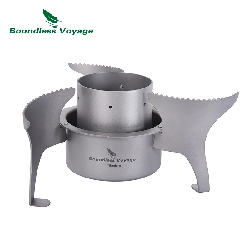 Plateau Alcool Inclus Réchaud Camping Pliant Lixada - Poêle à Bois Titane, Léger Et Portable Cuisson Plein Air Bois