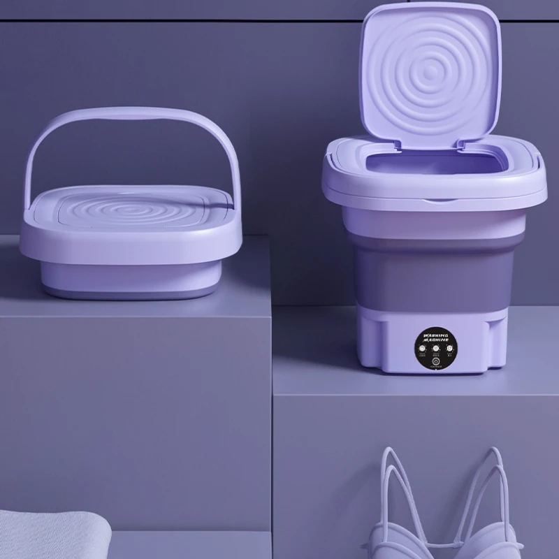 Portable Foldable Mini Washing Machine for Underwear Socks and Baby Clothes with Blue Light Sterilization 8L Large Capacity 5
