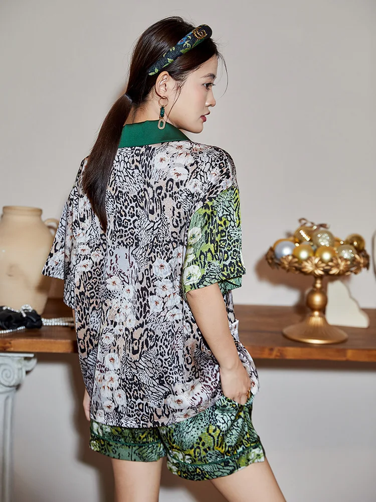 Ice silk pajamas women's short-sleeved two-piece fashion silk high-end  pajamas for teen girls  سكسي نيك  sleepwear