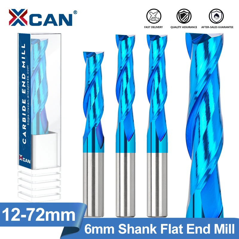 Xcan Piatto Fresa 6 Millimetri Gambo Nano Blu Rivestito 2 Flauto Spirale Di Fresatura Fresa In Metallo Duro Fresa Cnc End Fresatura Bit