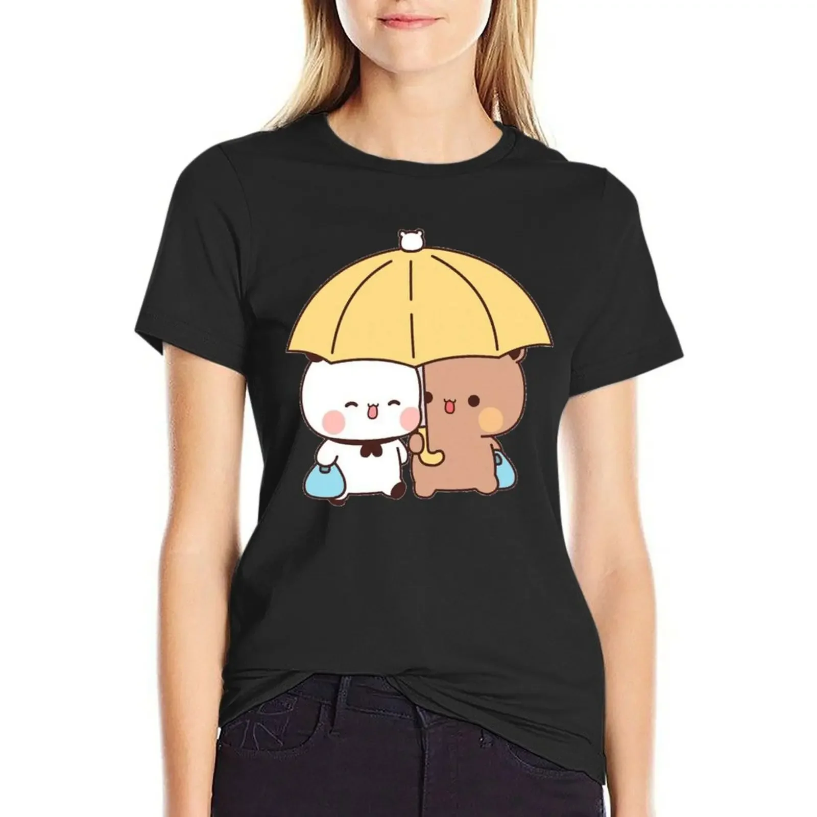 

Bubu and Dudu Lovely Couple, Cute Couple Bear and Panda T-Shirt oversized anime clothes Women t shirt