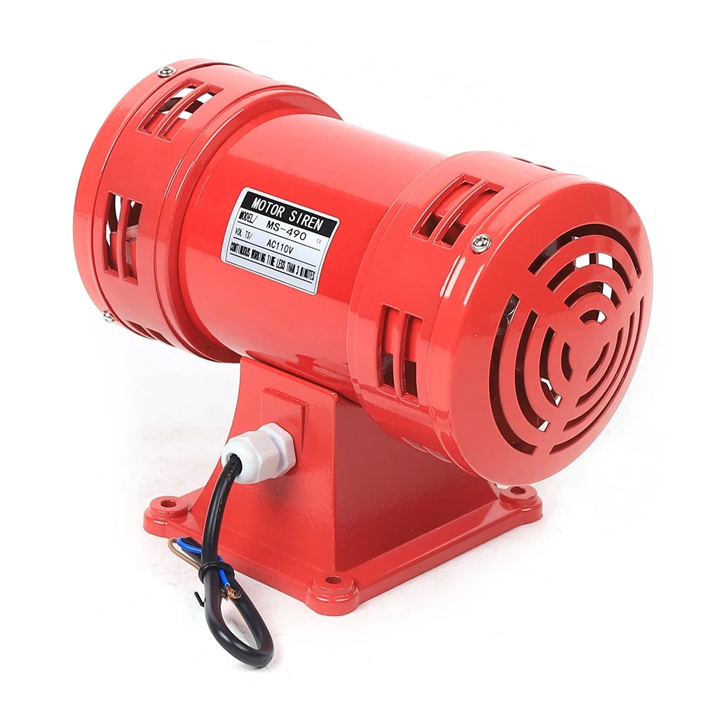 Electric Motor Driven Siren Air Raid Siren Horn Industry Continuous Alarm MS-490 140db Red 110V
