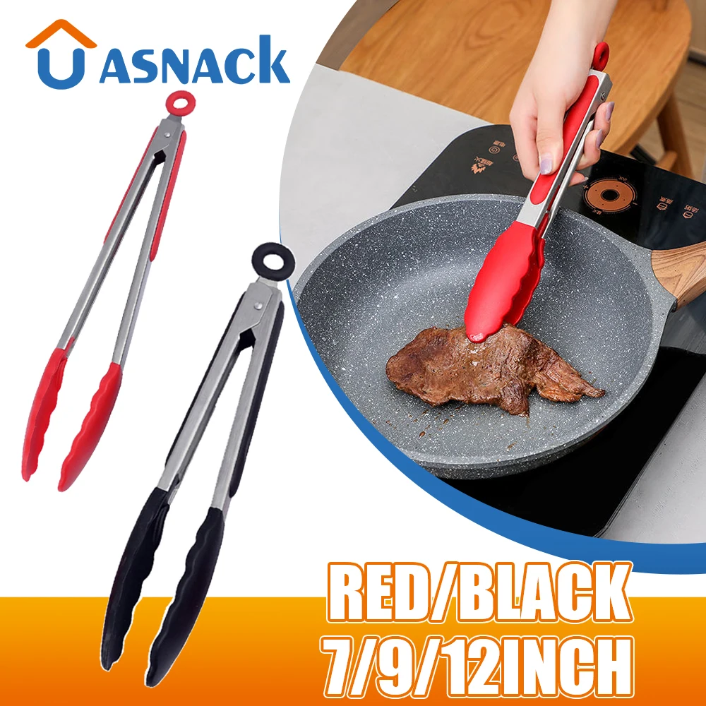 Silicone Food tongs Kitchen Cooking Salad Bread Serving Clip Non-Stick Barbecue Clamp Kitchen Utensils