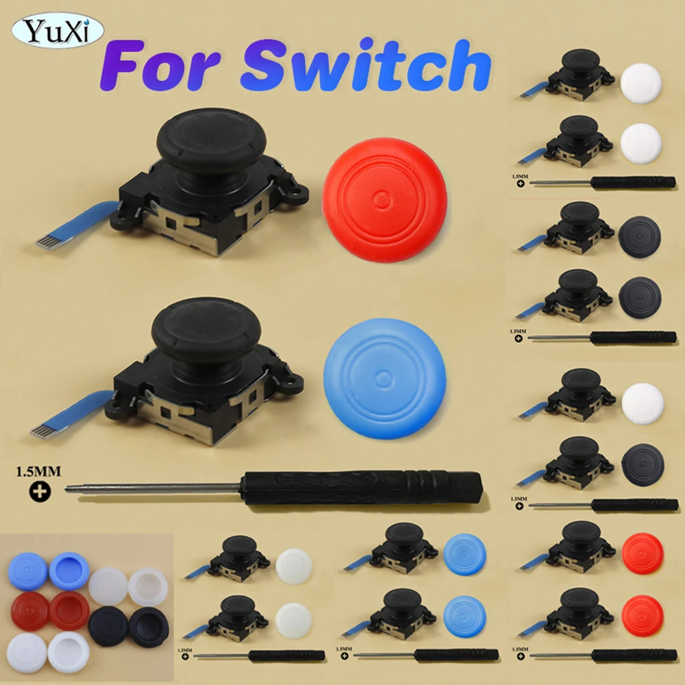 

2Pcs For Switch Thumbsticks Sensor Silicone Grip Cap Cover For Nintend NS Joy-Con 4th Gen 3D Analog Joystick Replacement Parts