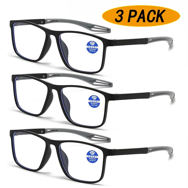 3 Pack New fashionable reading glasses for middle-aged and elderly people, ultra light, anti blue light, presbyopia glasses