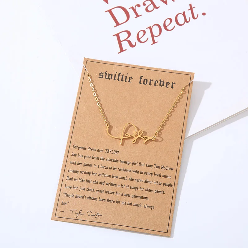 

Reputation Singer TALOR Signature Necklace Inspired Music Lover Fan Gifts All too Well Folklore SWIFTIE Stainless Steel Jewelry