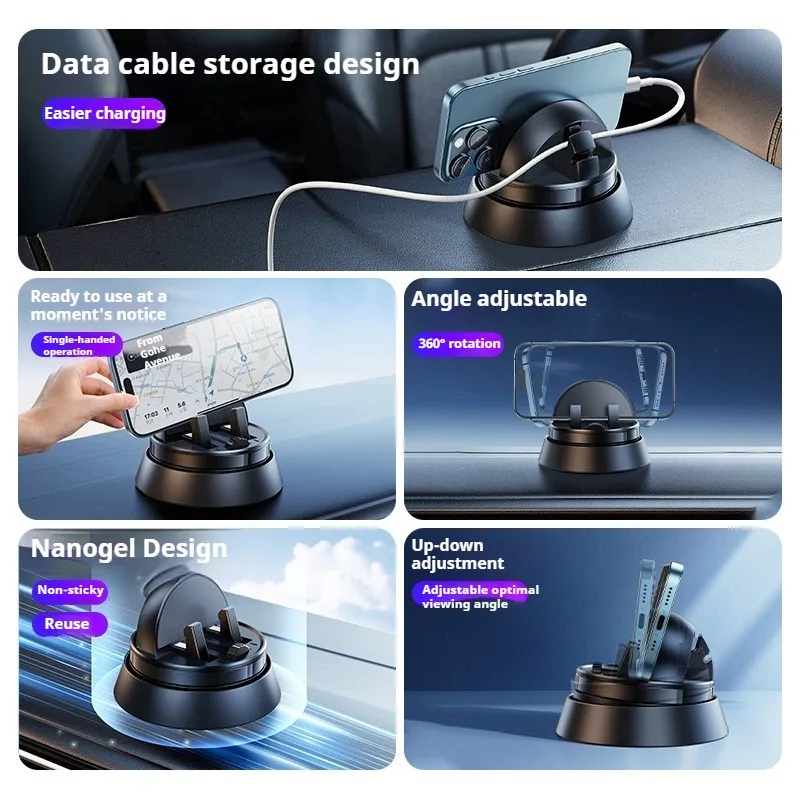 Eary Car Phone Holder Stand Mount for Dashboard With 360 Rotatable Stand for iPhone 17 16 Pro Max Samsung S25 Ultra Z Fold 7 6 5