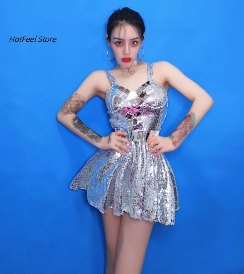 

Bar ds costume new nightclub female singer gogo collar dance costume atmospheric sexy dj lens sequined princess dress