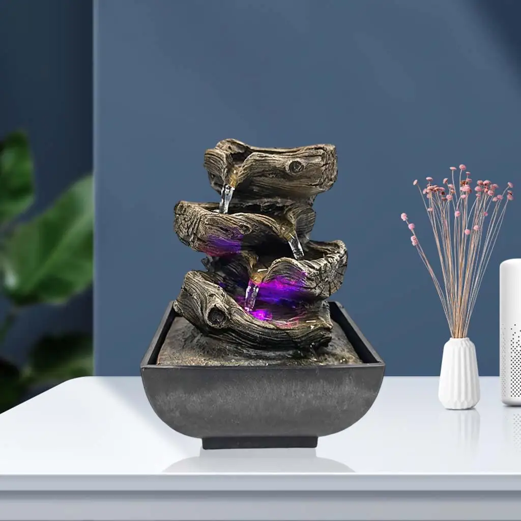 3-Tier Desktop Water Fountain Decor W/LED Plug Type US Decorative Accent Soothing Relaxation Indoor Outdoor for Home Office water fountain