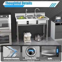 Bymaocar 3-Compartment Public Commercial Stainless Steel Utility Sink,Free Standing High-capacity Laundry Basin with Two Faucets 2