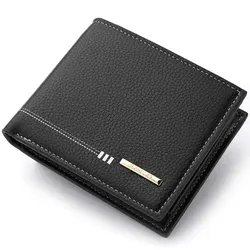 Elegant Men's Lychee Pattern Leather Wallet with Zipper Coin Pocket (625-1 Black)