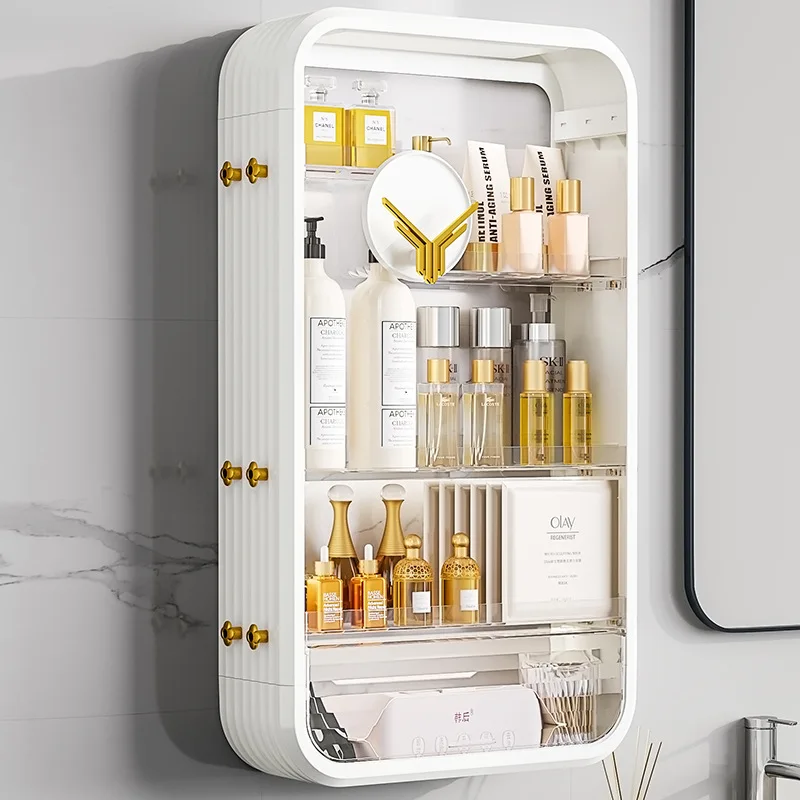 

Light Luxury Cosmetics Storage Box Kitchen Punch-Free Wall-Mounted Storage Rack Large Capacity Bathroom Skincare Shelves