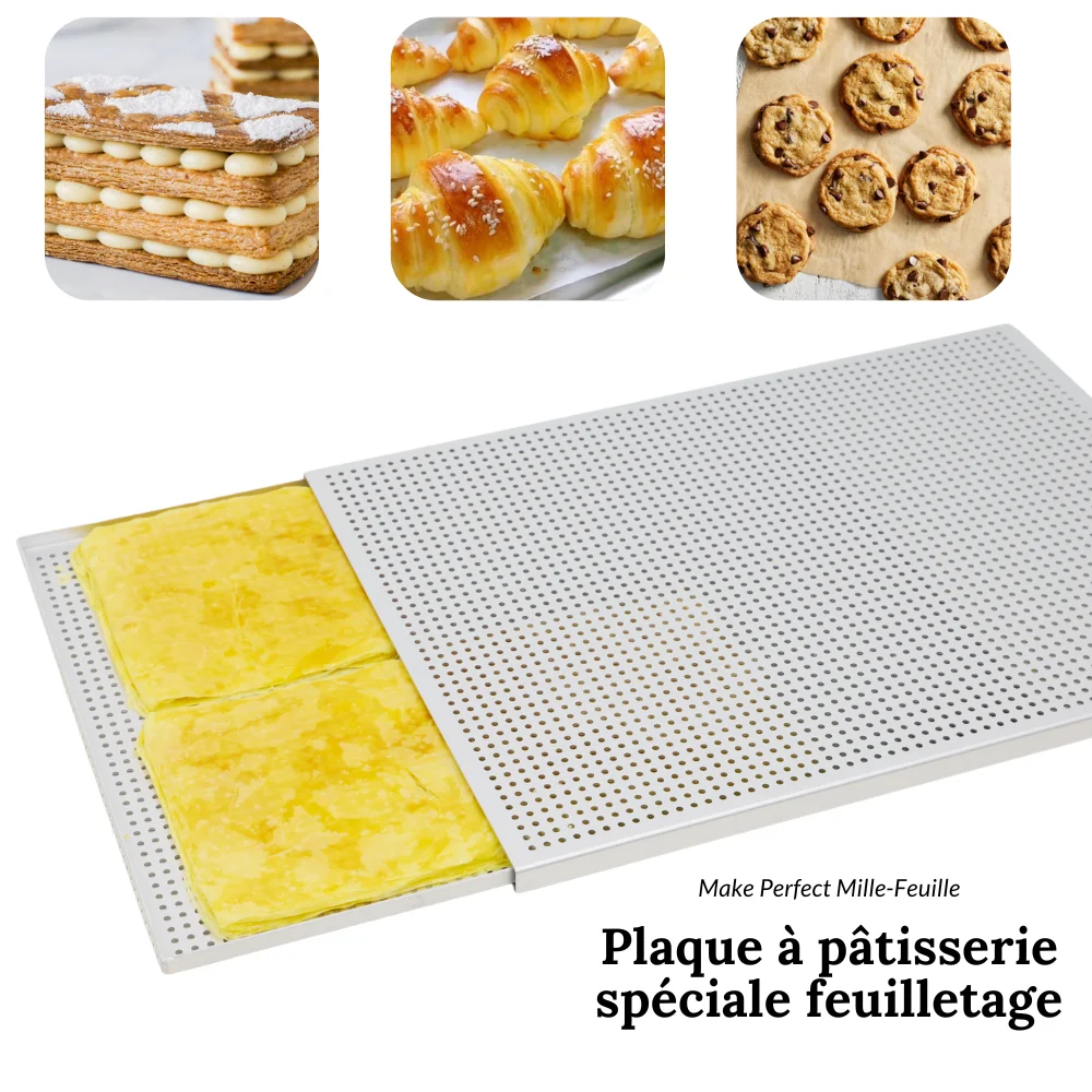Plaque à Pâtisserie Antiadhésive 40x30 Cm - Pour Four, Biscuits, Gâteaux, Légumes Rôtis - Facile à Nettoyer, Alliage Aluminium - 6
