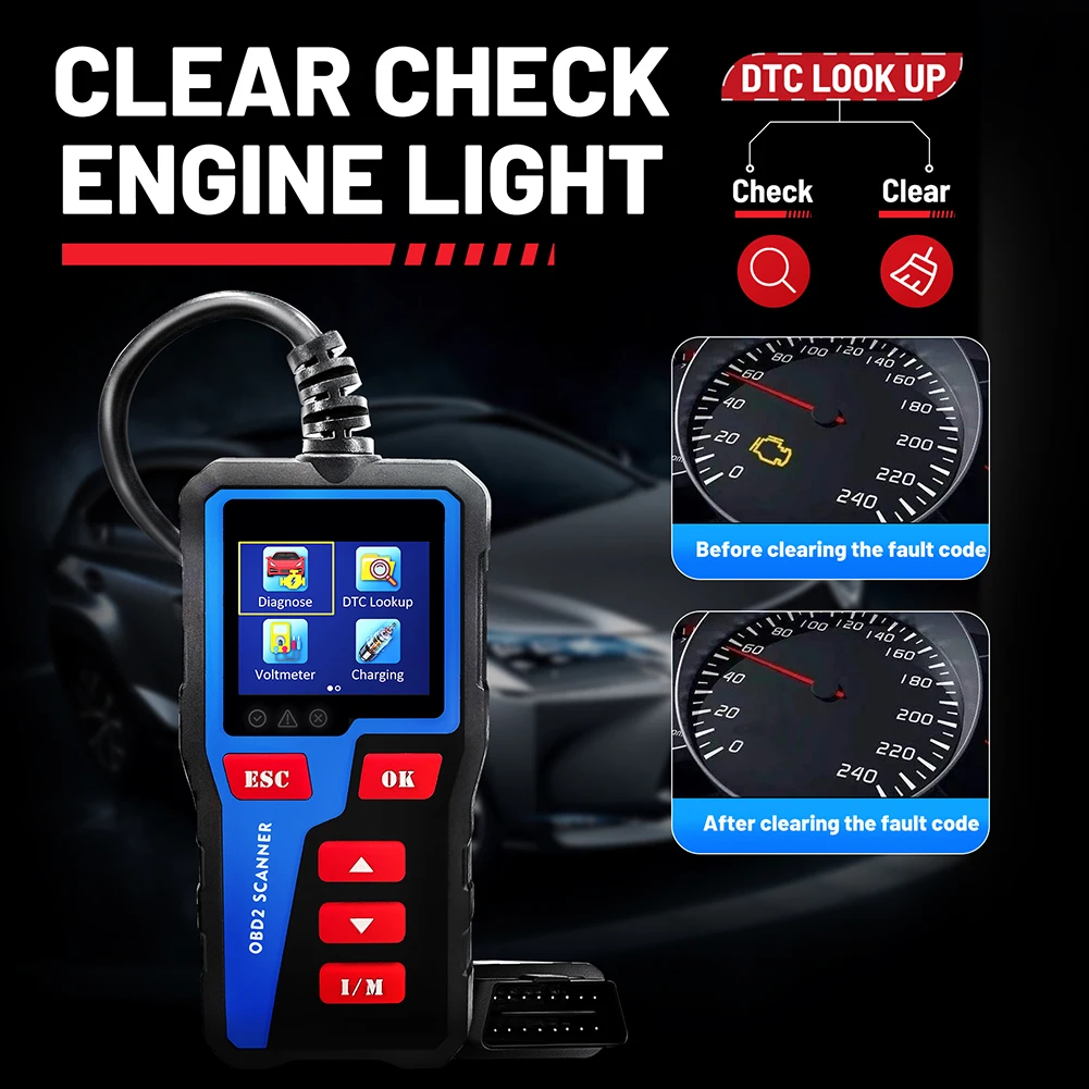 

AT300 Car OBD2 Scanner Diagnostic Tool Code Reader Engine Cranking Charging Test for OBDII Vehicles Since 1996 Automotive Tools