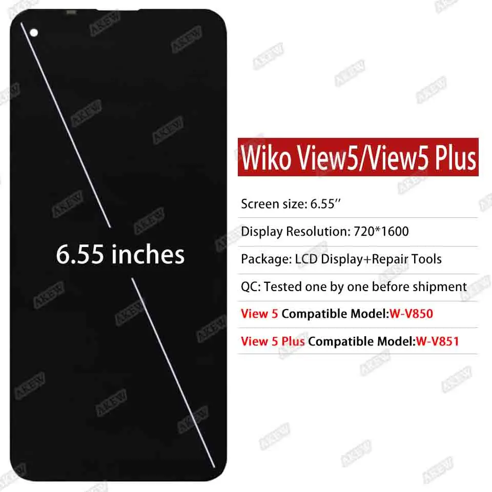 RongZy LCD Display Per 6.55" Wiko View 5 W-V851-EEA/View 5 Plus W