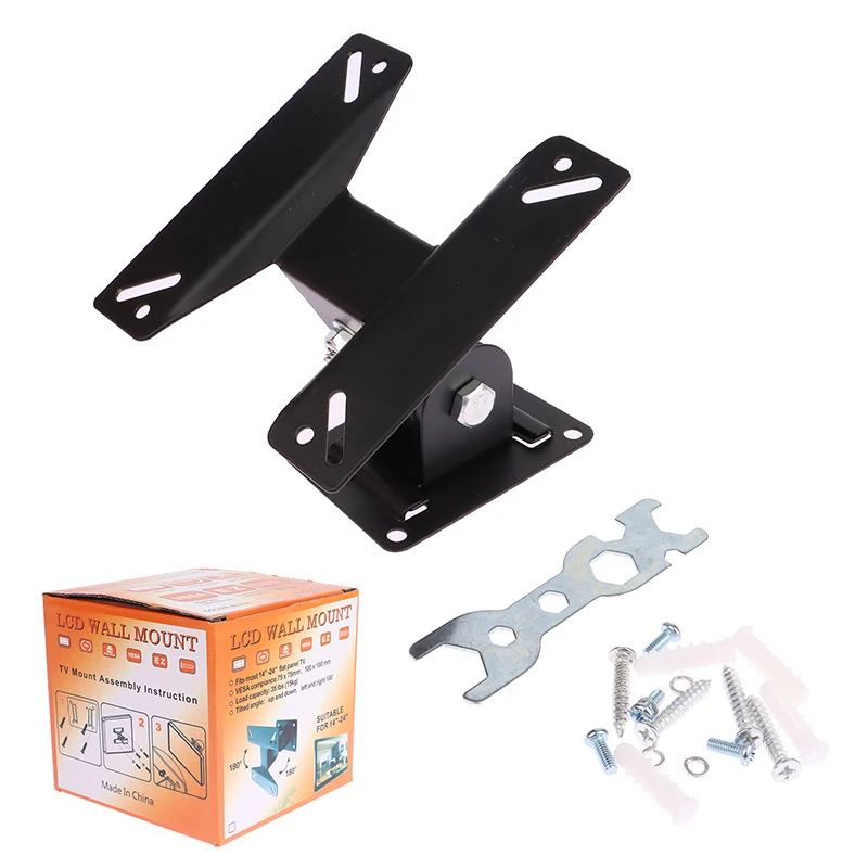 TV 마운트 LCD LED 모니터 벽 마운트 브래킷, 고정 평면 패널 TV 프레임 지지대, 나사 포함, 180 도 틸트 각도, 14-24 인치, 1 세트