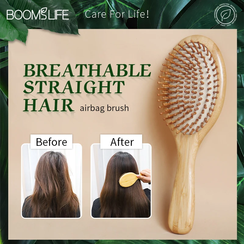 Bamboo Hair Brush Women Custom Name Detangling Hairbrush Wide Tooth Ideal for Hair Smooth Bamboo Comb Massage Scalp Brush