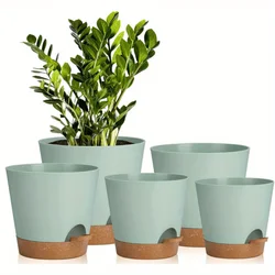 Set of 5 Self - Watering Indoor Plant Pots with Drainage, Various Sizes (5pcs)