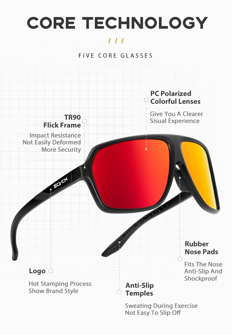 Description Picture 3 of itemScvcn Polarized Fishing Sunglasses Bike Glasses UV400 Cycling Bicycle MTB Road Outdoor Sports Eyewear Driving Running Glasses