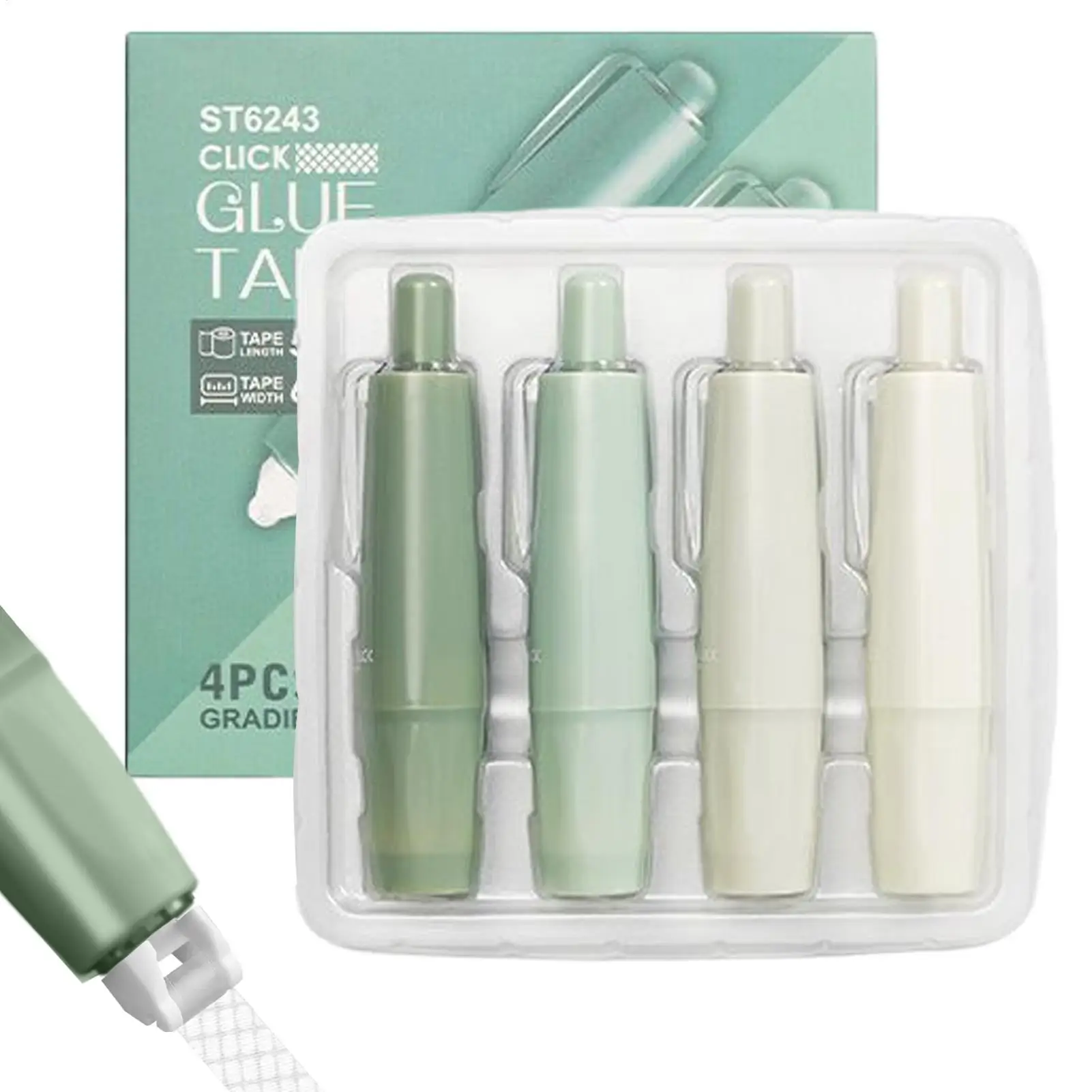 4pcs 360도 회전 가능한 도트 접착제 롤러 양면 테이프 펜 접착제 스크랩북킹 DIY 공예 학교 사무용품