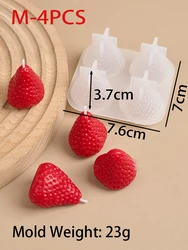 Romantic 3D Strawberry Aromatherapy Candle Mold for Handmade Scented Decor (M-4PCS)