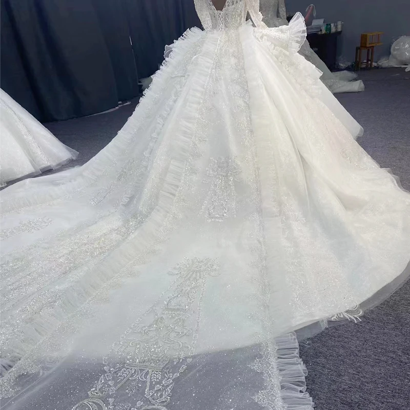 Classic Wedding Dresses For Women 2022 Bride Organza Ball Gown High Neck Wedding Dresses Sequined MN78 Свадебное Платье 2