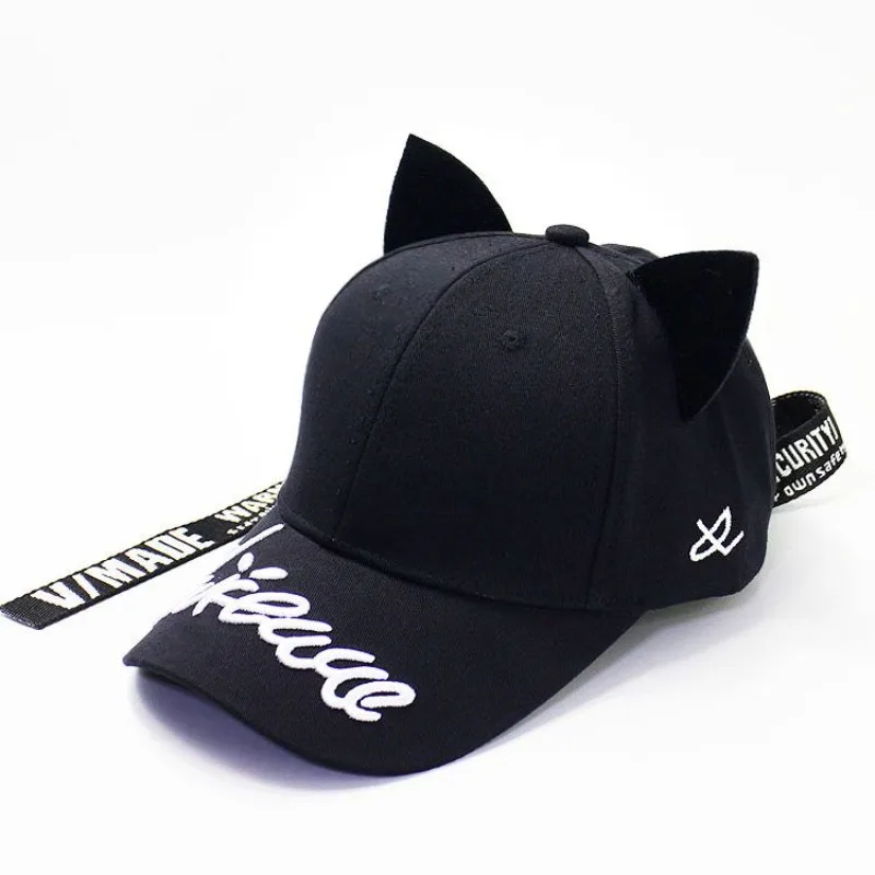 

Cat Ear Caps Fashion Curved Baseball Cap Men Women Casual Cap Student Cute Punk Hat Streets Trend Snapback Visors Letter Bonnets