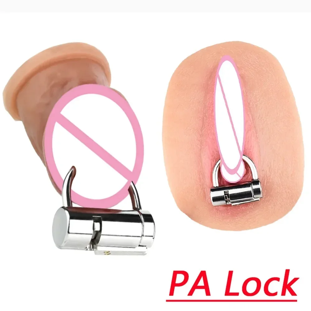 3/4/5mm Male PA Glans Piercing Lock Stainless Steel D Ring Chastity Device Female Clitoris Lock Penis Restraint Couple Sex Toys