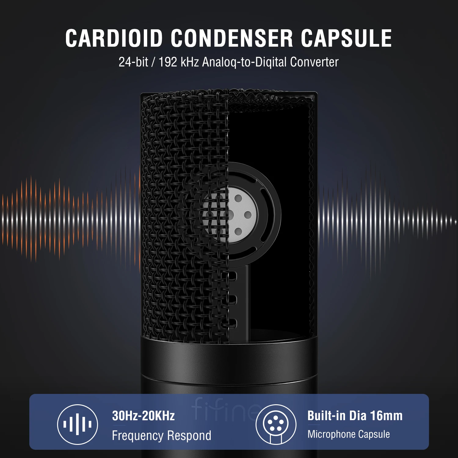 ميكروفون FIFINE XLR، ميكروفون بودكاست مكثف للتسجيل...