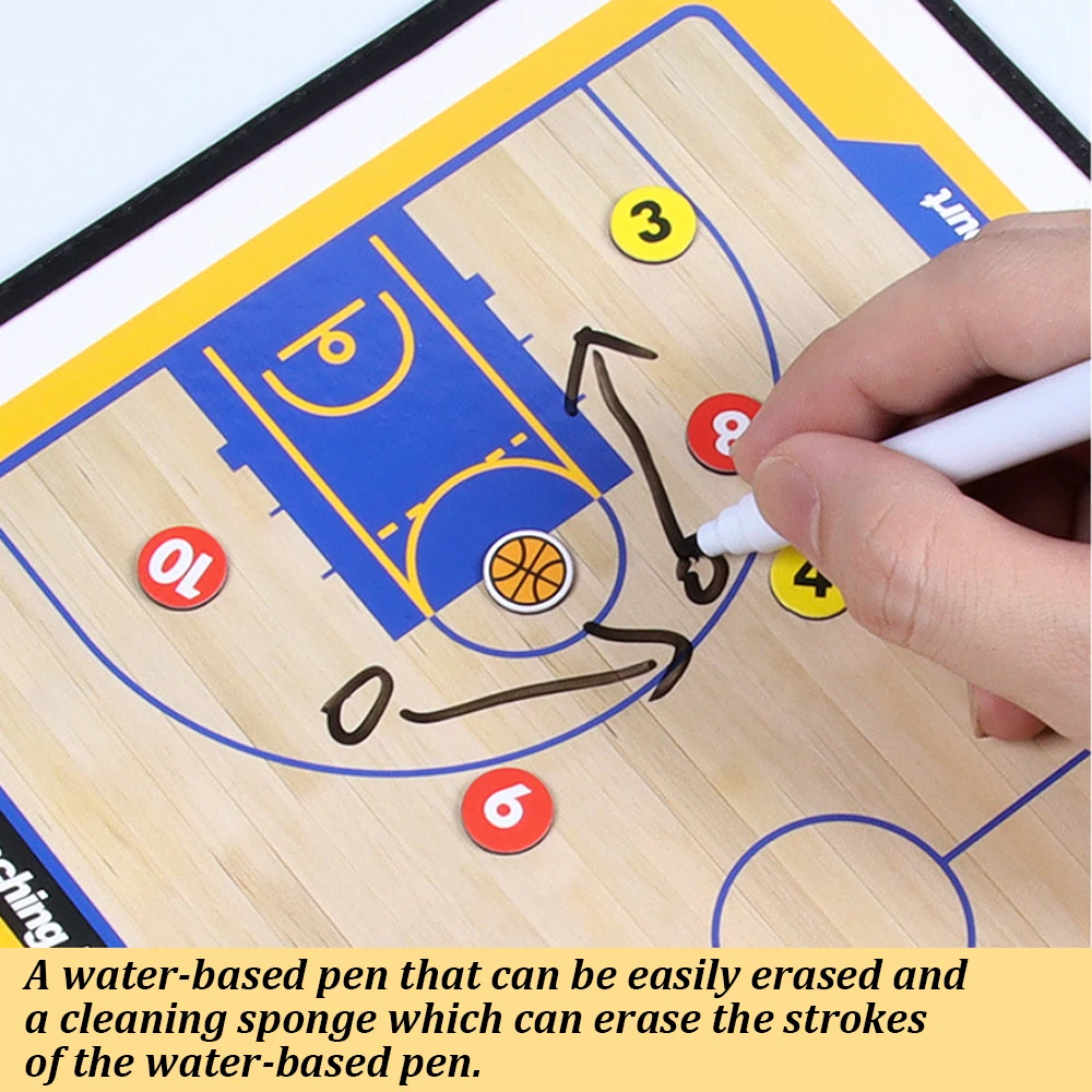 Basketball Coaching Board Foldable Erasable Magnetic Tactics Training Strategy Board Kit Dry Erase Marker Pen & Zipper Bag soccer tactical board