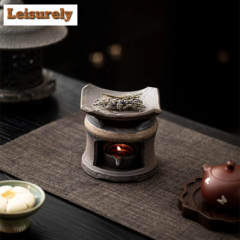 Handmade Japanese Style Coarse Pottery Aromatherapy Wall Candle Heating Base Sage Cedar Home Atmosphere Incense Burner Ornament