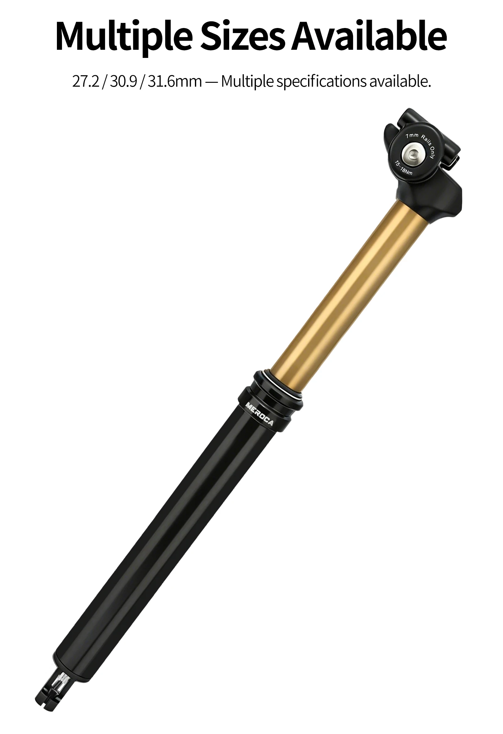 MEROCA Fahrrad-Sattelstütze mit Kabelsteuerung 27,2/30,9/31,6mm Schwarz-Gold Aluminium-Legierung MTB Sattelstütze Fahrrad-Zubehör – Detail 9