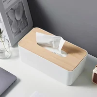 Cover For Disposable Paper Facial Tissue Bamboo Rectangular Napkin Holder For Bathroom Vanity Desk Office Bamboo Tissue Box 2