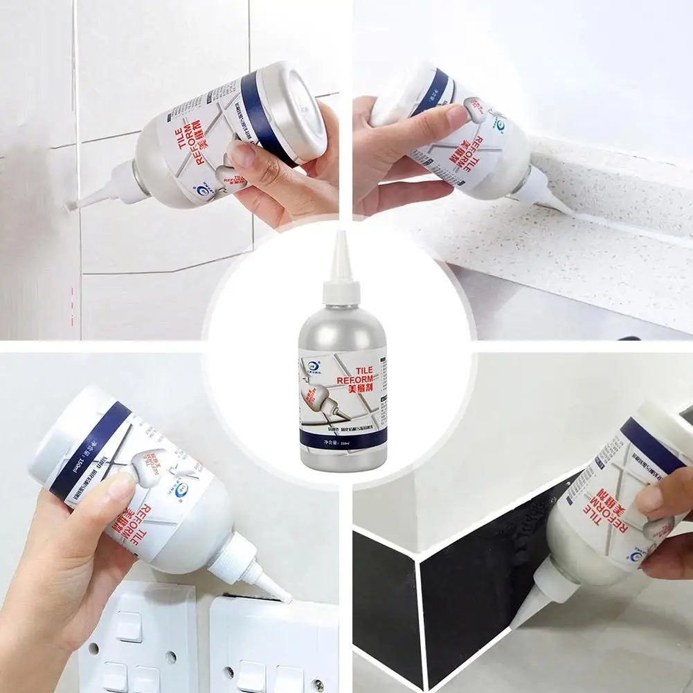 White Grout Filler Tube Tub and Tile Sealant Fast Drying Tile Grout Repair Sealant for Bathroom Shower Kitchen Floor 150ml
