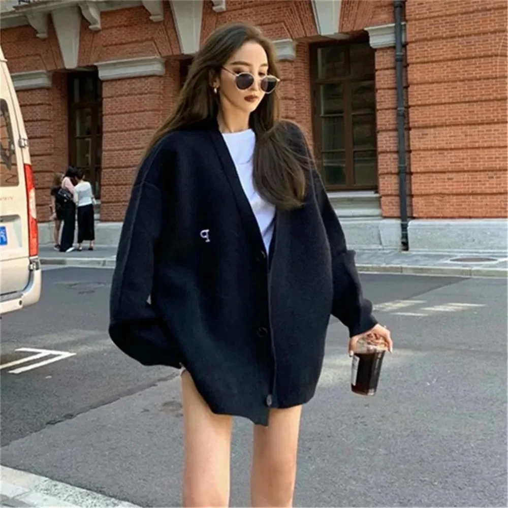 

2023 New Arrival Cardigan for Women Lazy Style Loose All-match High Street Fashion Letter Cozy Ulzzang Harajuku Knitwear Chic BF