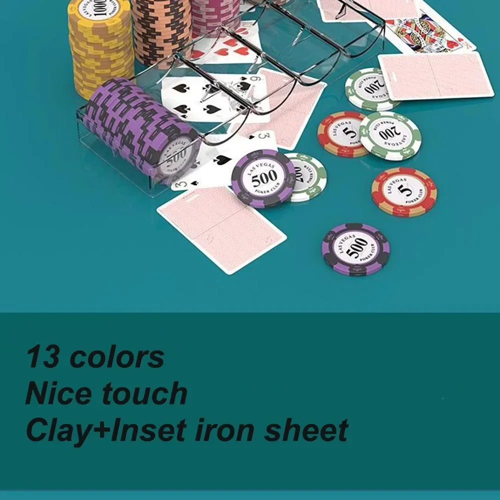 100PCS Golden Clay Poker Chips Wiht Clear Box Casino Coins 14gram Clay Coin Entertainment Party Game Digital Scoreboard 5