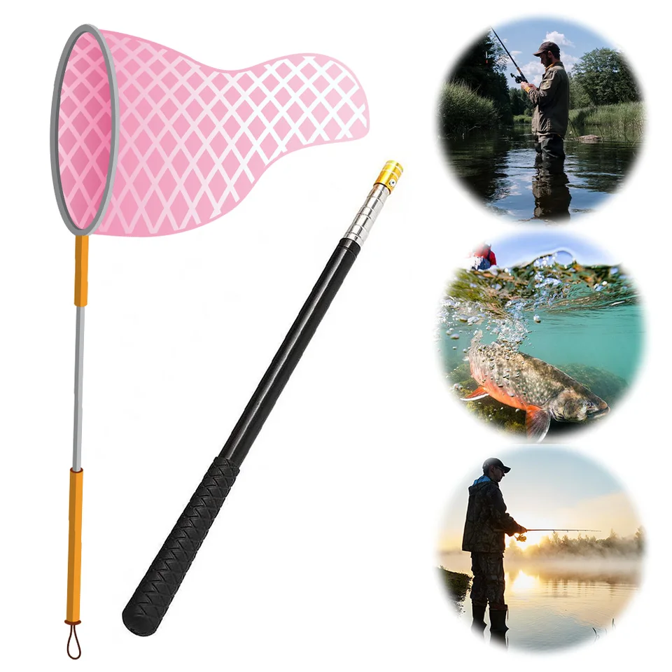 ZENFUN Paquete De 2 Redes De Pesca Con Mango Telescópico, Red De Aterrizaje De Peces Con Mango Plegable Resistente, Red De Aterrizaje De Malla De Nailon Plegable Para Agua Salada Y Agua