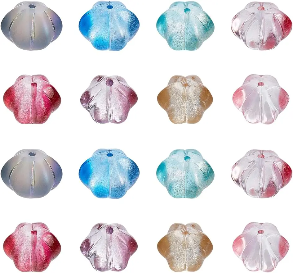 144Pcs 10mm Transparent Flower Beads MixedColor Glass Loose Beads for Jewelry Making Bracelets Necklaces