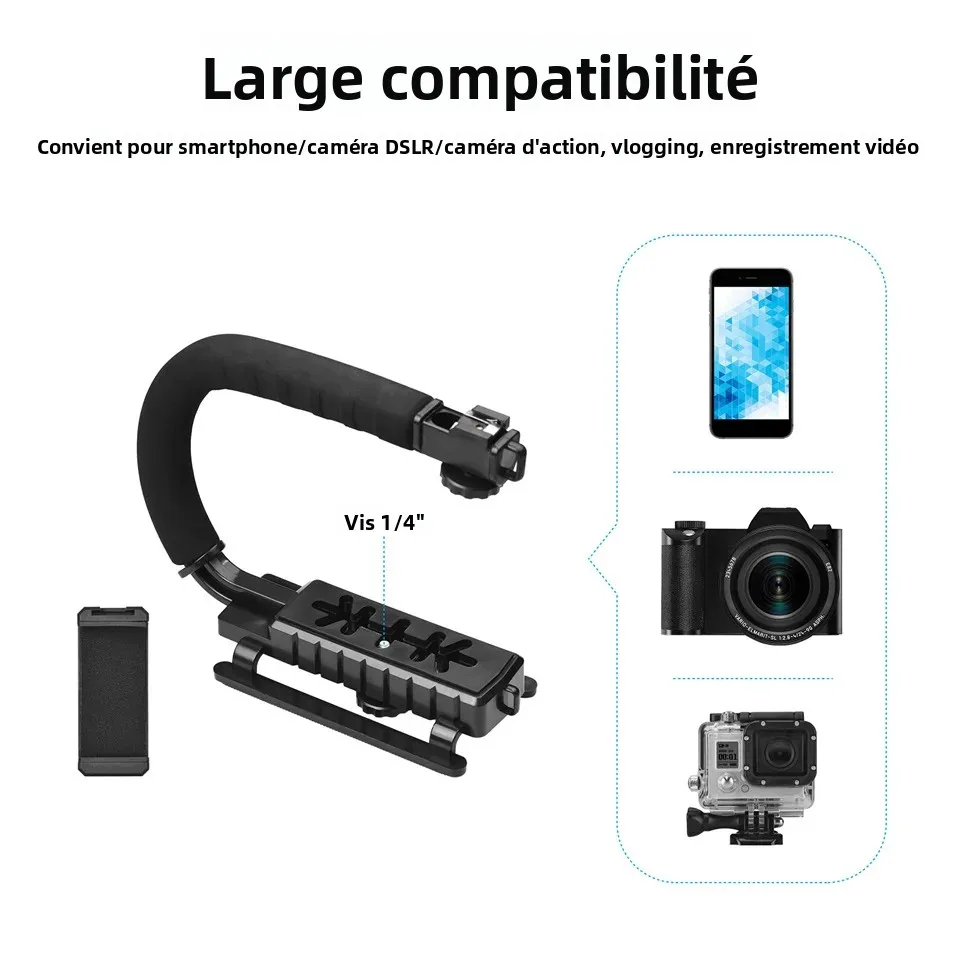 Universal Photoraphy Handheld Vlo Stand Stabilizer Kit LED Liht Microphone Remote Shutter Phone Camera Video_voghion.com