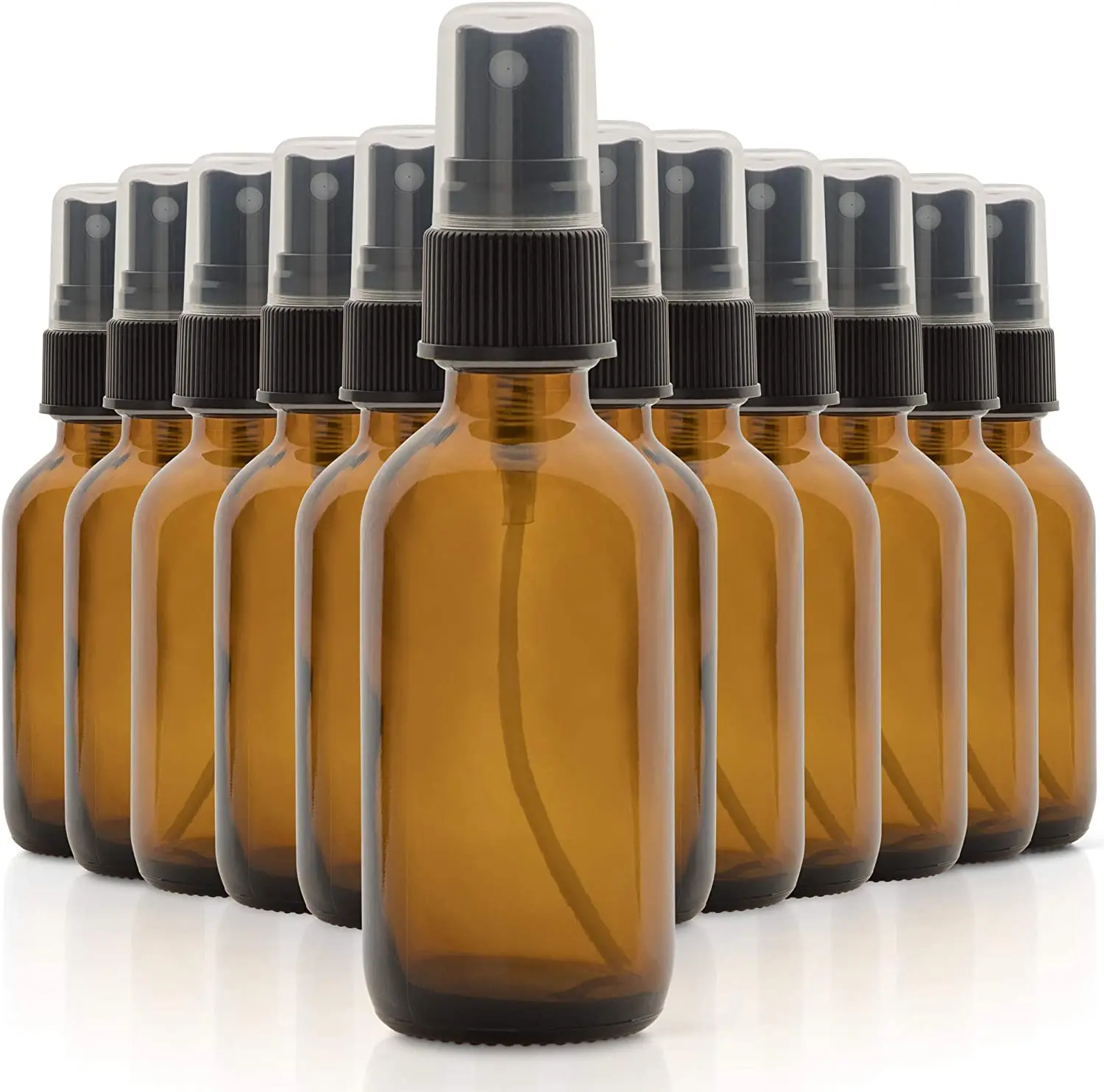 

Amber Glass Essential Oil Bottles, 2 oz Small Glass Bottles, Glass Bottles for Essential Oils - Mini Spray Bottle (12 Pack)