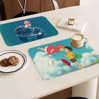 Cartoon Ponyo New Super Absorbent Coffee Dish Kitchen Absorbent Draining Mat Drying Mat Quick Dry Bathroom Placemat 2