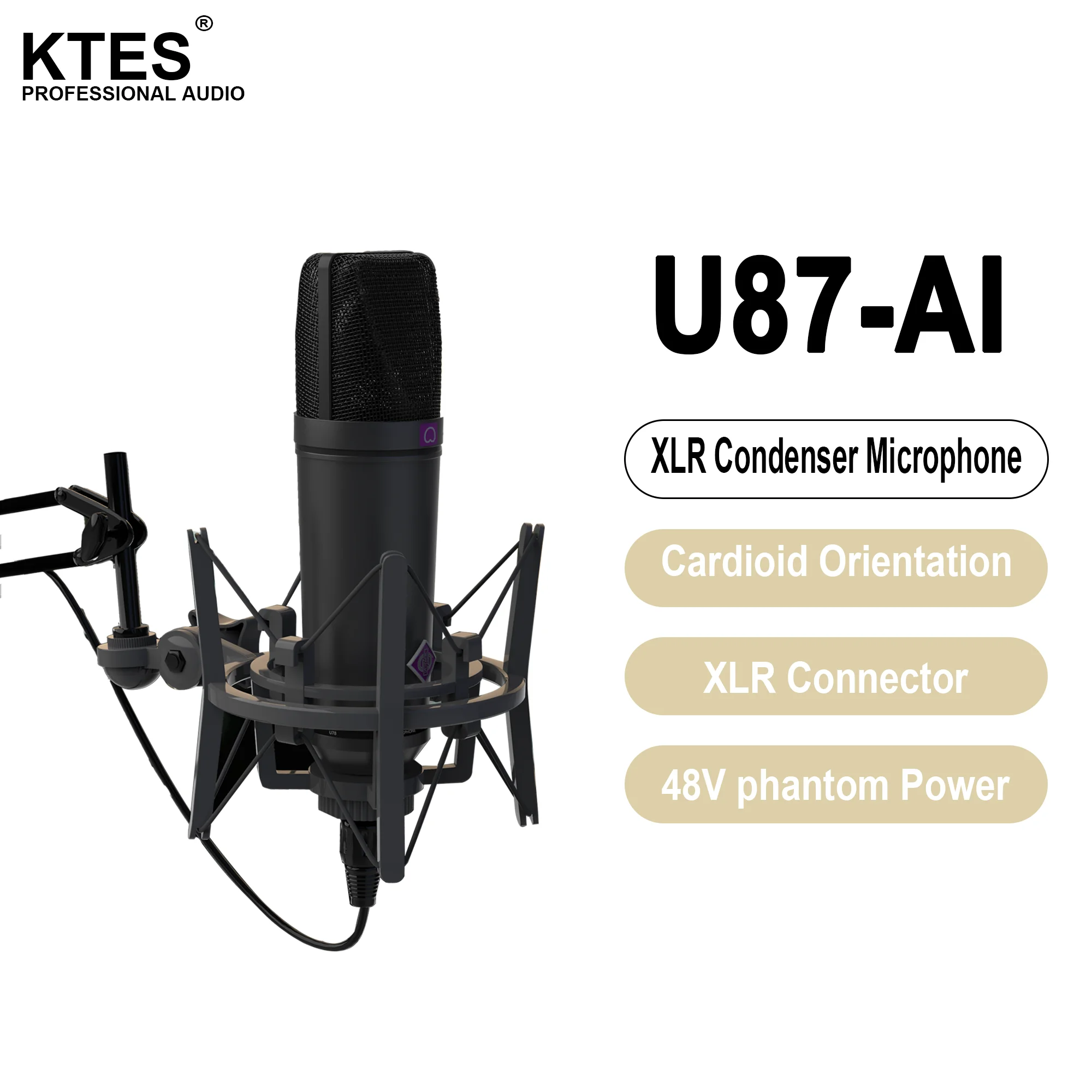 ميكروفون U87 AI XLR المكثف الاحترافي، مصمم خصيصًا...