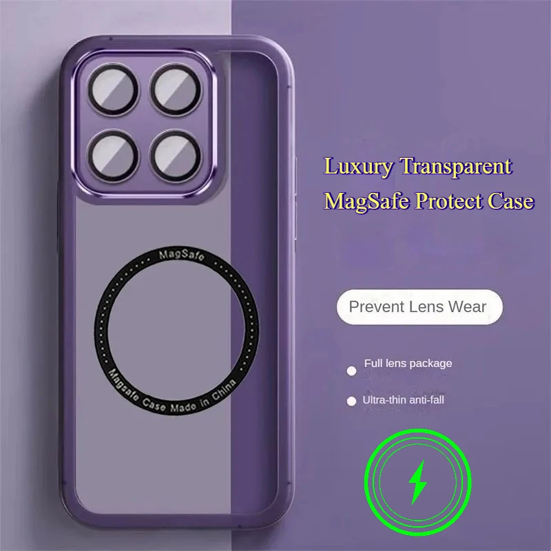 Luxury Transparent Magnetic Protective Case with MagSafe TPU Soft Cover